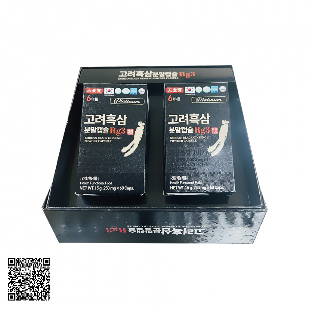 Viên Hắc Thiên Sâm RG3 Korean Black Ginseng Powder Capsule Từ Hàn Quốc 120 Viên