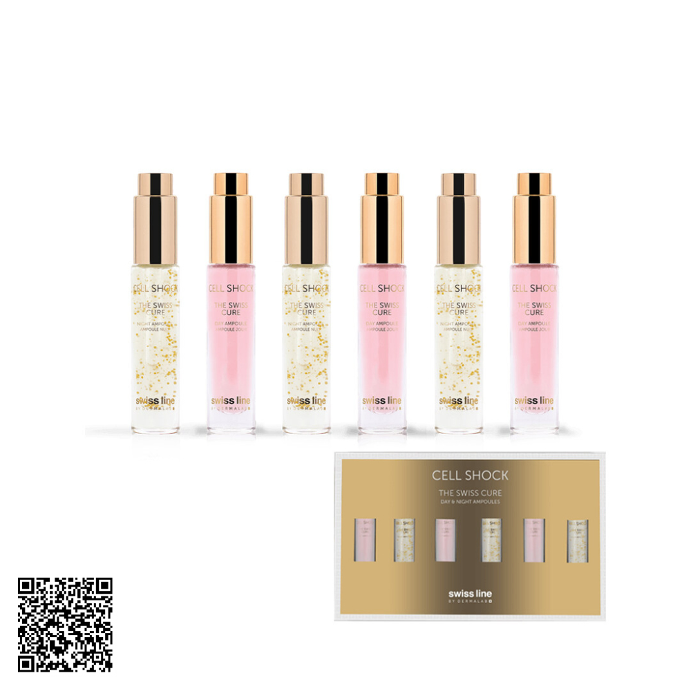 Tinh Chất Phục Hồi Da Swissline Cell Shock The Swiss Cure - Day & Night Ampoules Từ Thuỵ Sĩ 6 Lọ