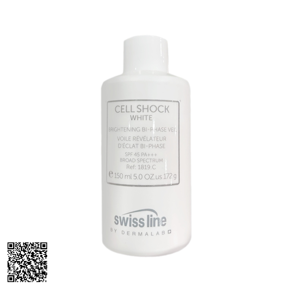 Nhũ Tương Dưỡng Trắng Da Swissline Cell Shock White Brightening Bi-Phase Veil SPF45+++ Từ Thuỵ Sĩ 150ml