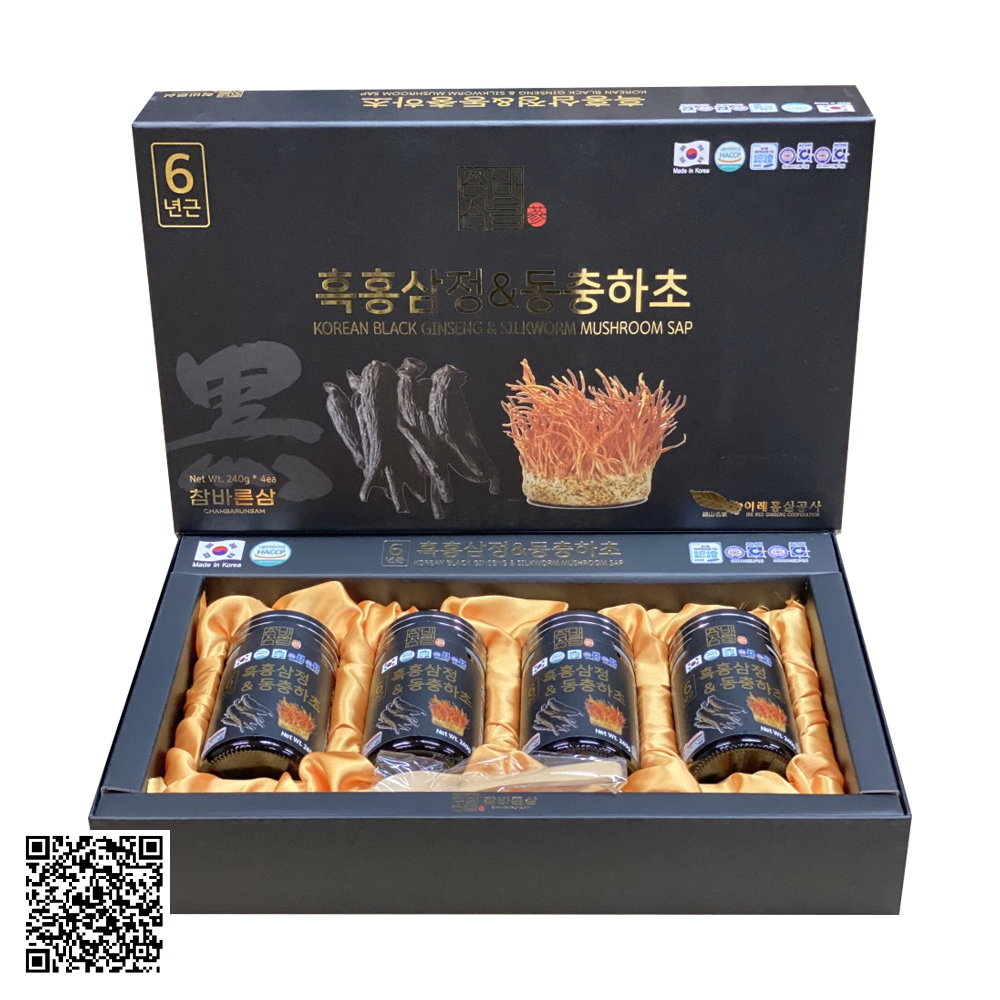 Cao Hắc Sâm Đông Trùng Hạ Thảo Chambarunsam Korean Black Ginseng Silkworm Mushroom Sap Từ Hàn Quốc 4 Lọ