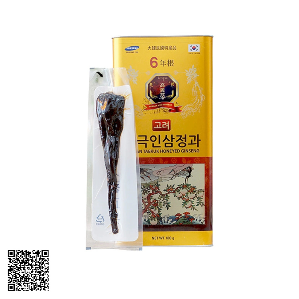 Thiên Sâm Nguyên Củ Tẩm Mật Ong Korean Taekuk Honeyed Ginseng Từ Hàn Quốc 600g