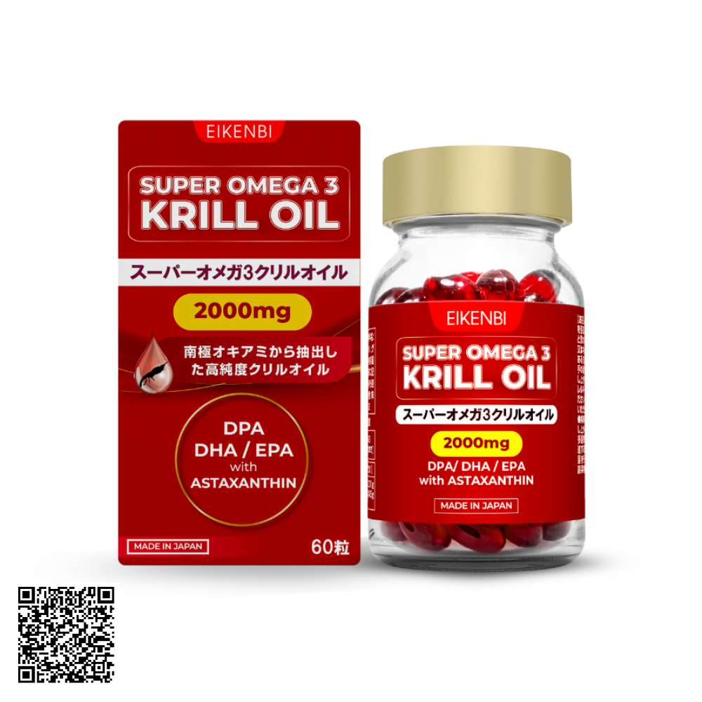 Viên Uống Dầu Nhuyễn Thể Eikenbi Super Omega 3 Krill Oil 2000mg Từ Nhật Bản (60 Viên)