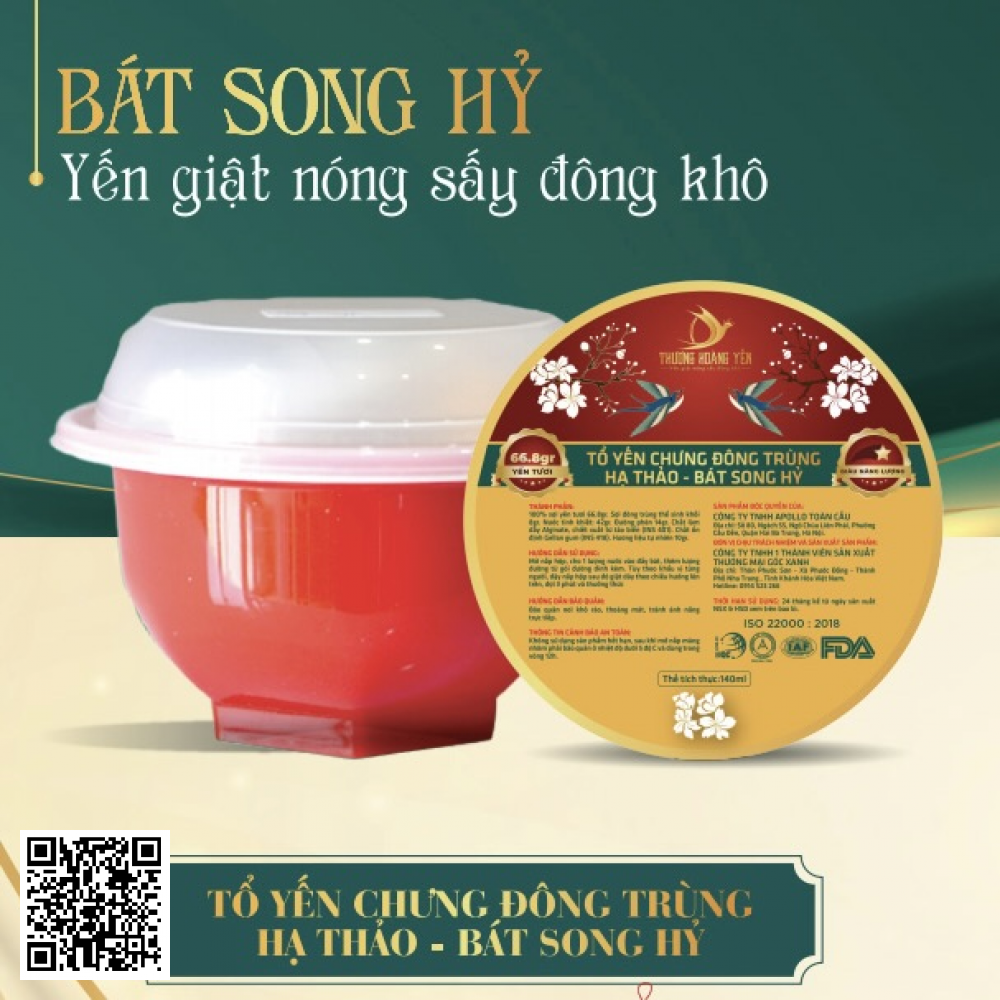 Tổ Yến Chưng Đông Trùng Hạ Thảo - Bát Song Hỷ