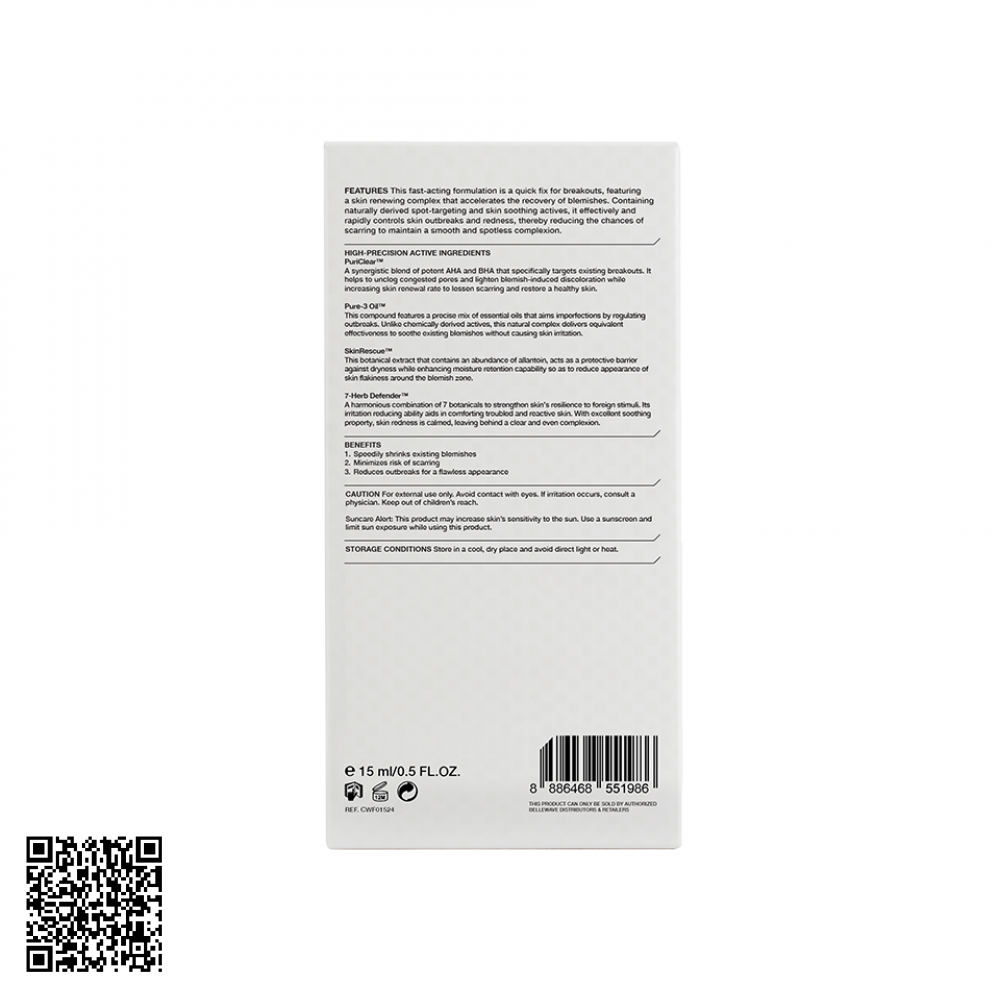 Gel Giảm Mụn 72h BelleWave 72H Blemish Spot Clarifier Từ Thuỵ Sĩ 15ml