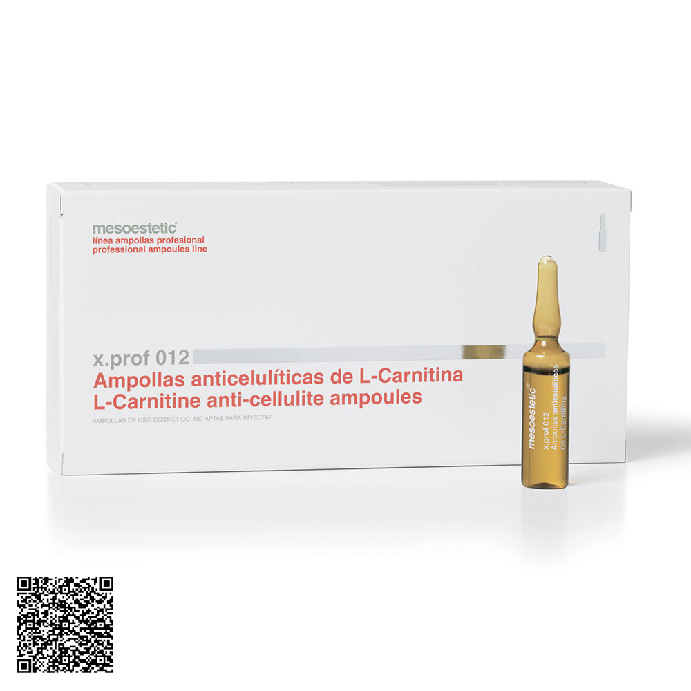 Dung Dịch Giảm Mỡ, Giảm Lượng Đường Cơ Thể Mesoestetic X.Prof 012 L-Carnitine Anti-Cellulite Ampoules Từ Tây Ban Nha (20 Ống x 5ml)