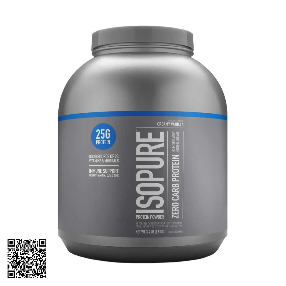 Bột Protein Không Carb Hương Vani Isopure Zero Carb Protein Từ Mỹ 1.5kg