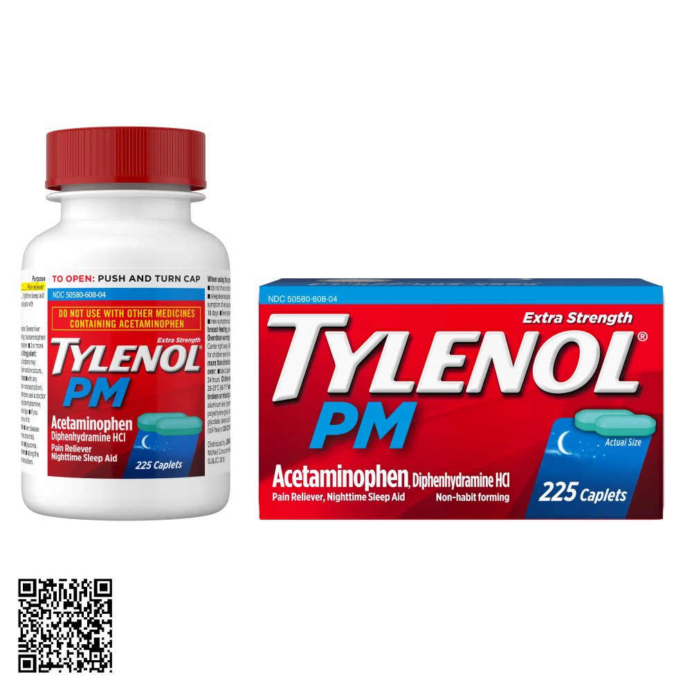 Viên Uống Giảm Đau Ban Đêm Tylenol PM Extra Strength Từ Mỹ 225 Viên