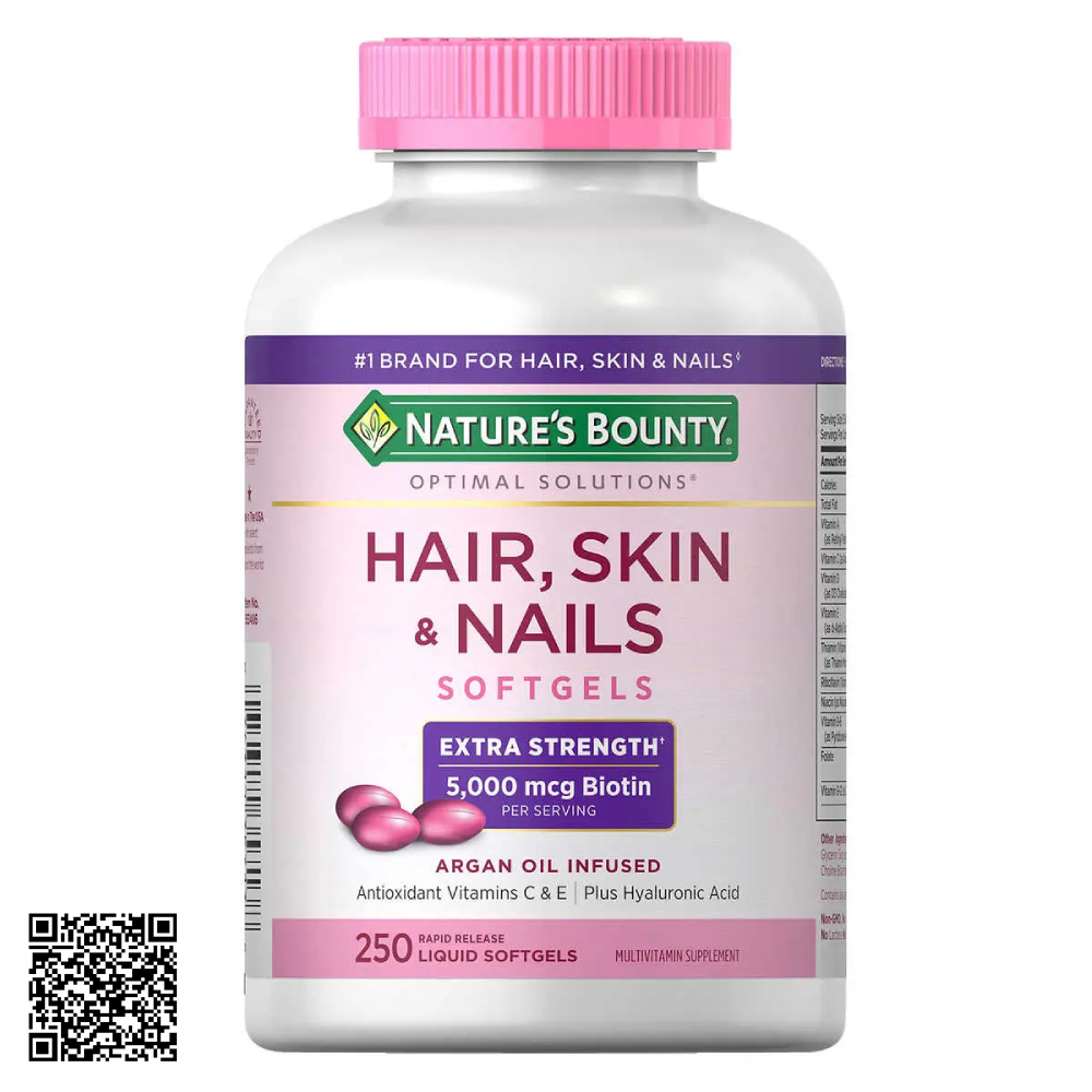 Viên Uống Đẹp Da, Dưỡng Tóc Nature’s Bounty Hair, Skin & Nails Từ Mỹ 250 Viên