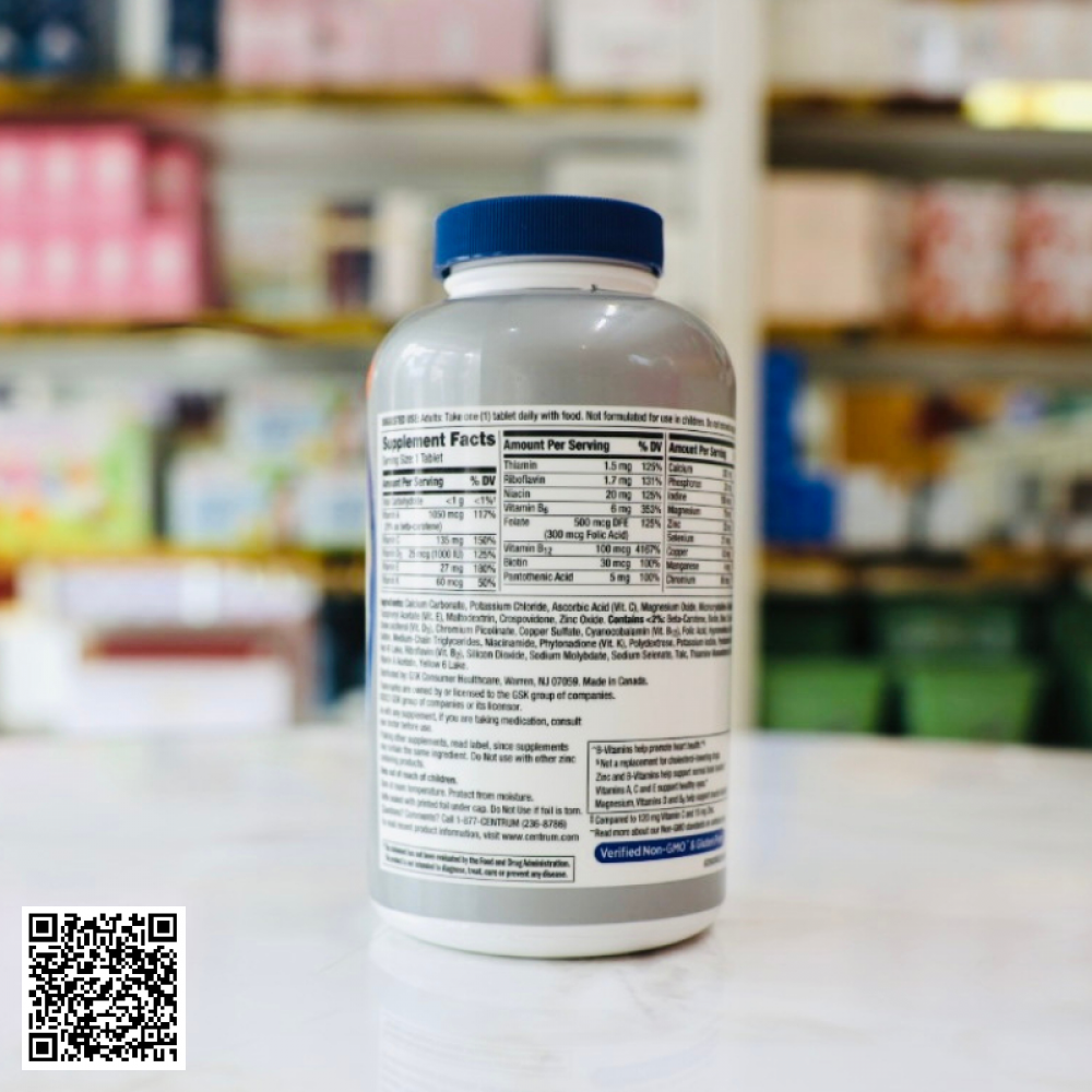 Viên Uống Tăng Đề Kháng Nam Giới Centrum Silver Mens 50+ Từ Mỹ 275 Viên