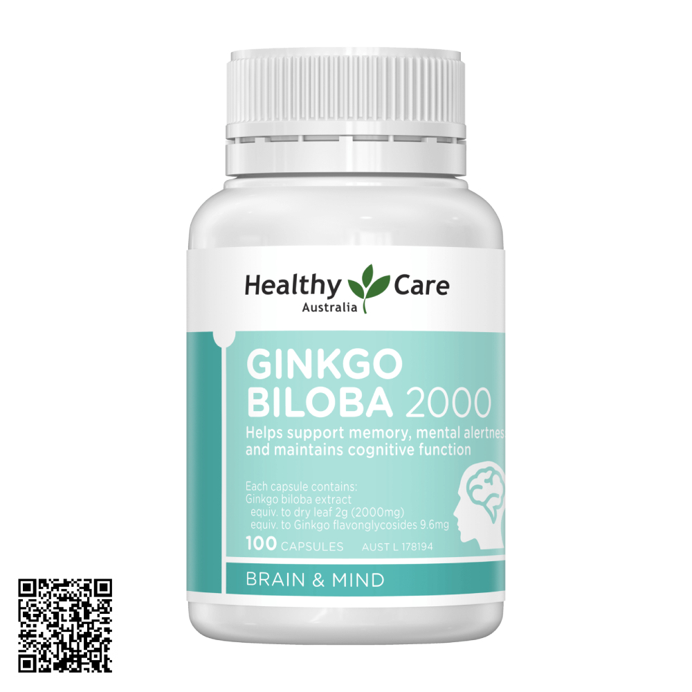 Viên Uống Bổ Não Healthy Care Ginkgo Biloba 2000mg Từ Úc 100 Viên