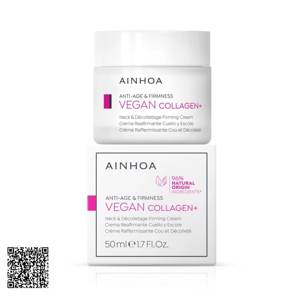 Kem Làm Nâng Cơ Săn Chắc Vùng Ngực, Cổ Ainhoa Vegan Collagen+ Neck & Decolletage Firming Cream Từ Tây Ban Nha 50ml