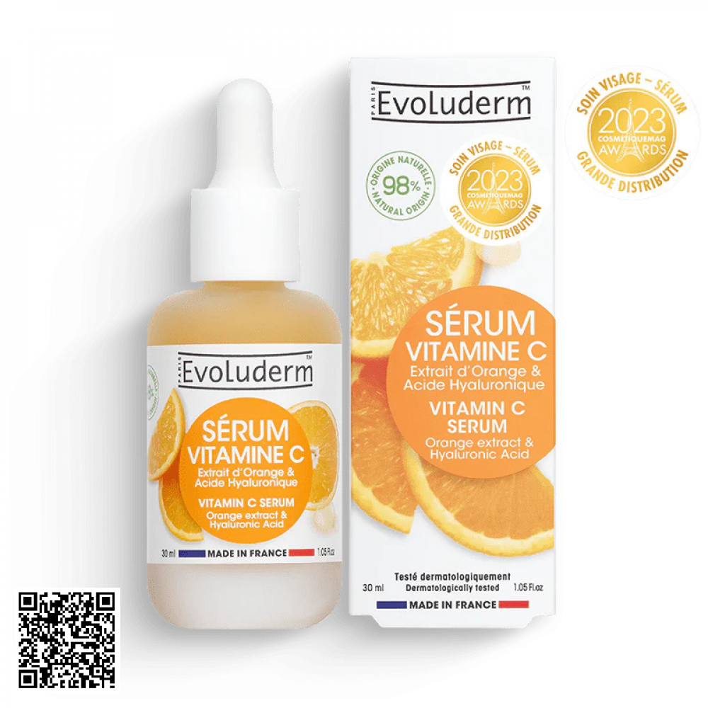Tinh Chất Evoluderm Serum Vitamin C Dưỡng Trắng Sáng Da từ Pháp 30ml