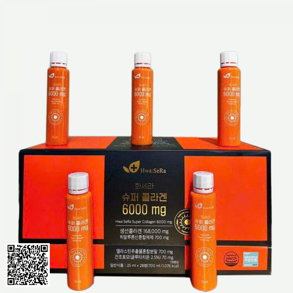 Hwa SeRa Super Collagen 6000mg Nước Uống Collagen Trắng Da Hàn Quốc Hộp 28 Chai * 25 ml 