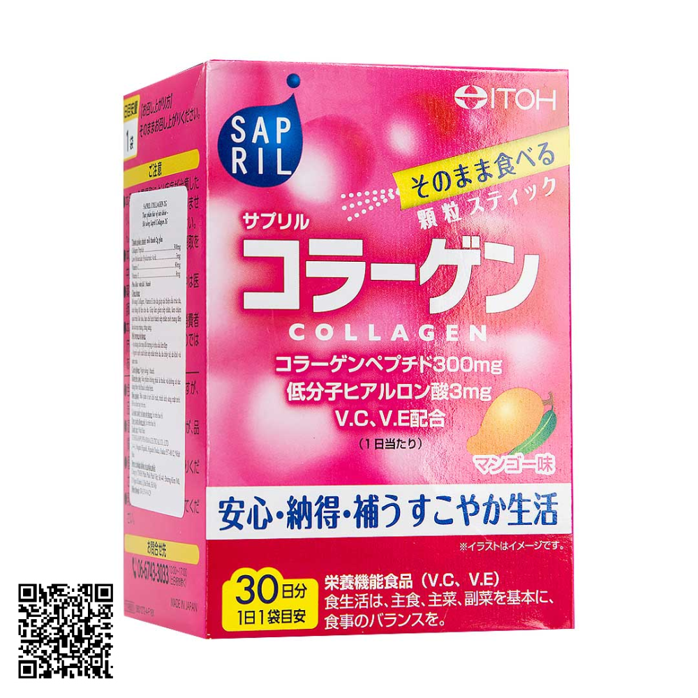 Itoh Kanpo Bột Uống Collagen Sáng Da Sapril hộp 30 gói từ Nhật Bản