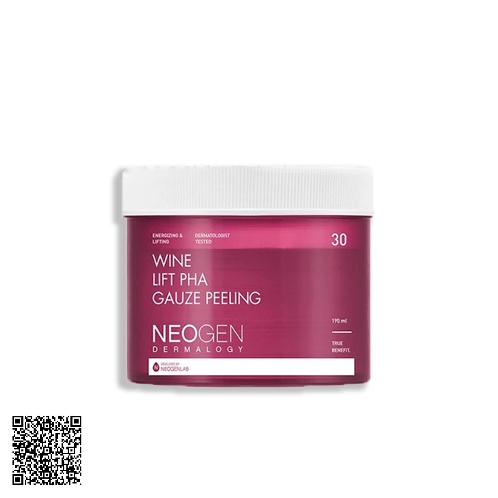 Toner Pad Neogen Dermalogy Wine Lift PHA Gauze Peeling Tẩy Tế Bào Chết Rượu Vang Nâng Cơ và Trẻ Hóa Da 30 miếng từ Hàn Quốc