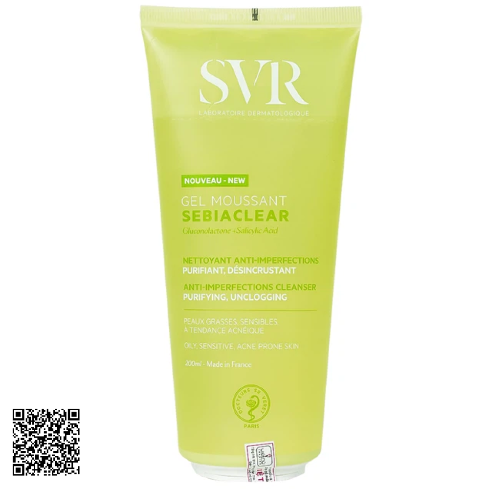 Sữa Rửa Mặt SVR Sebiaclear Gel Moussant Dạng Gel Cho Da Dầu Mụn Không Xà Phòng 200ml Từ Pháp
