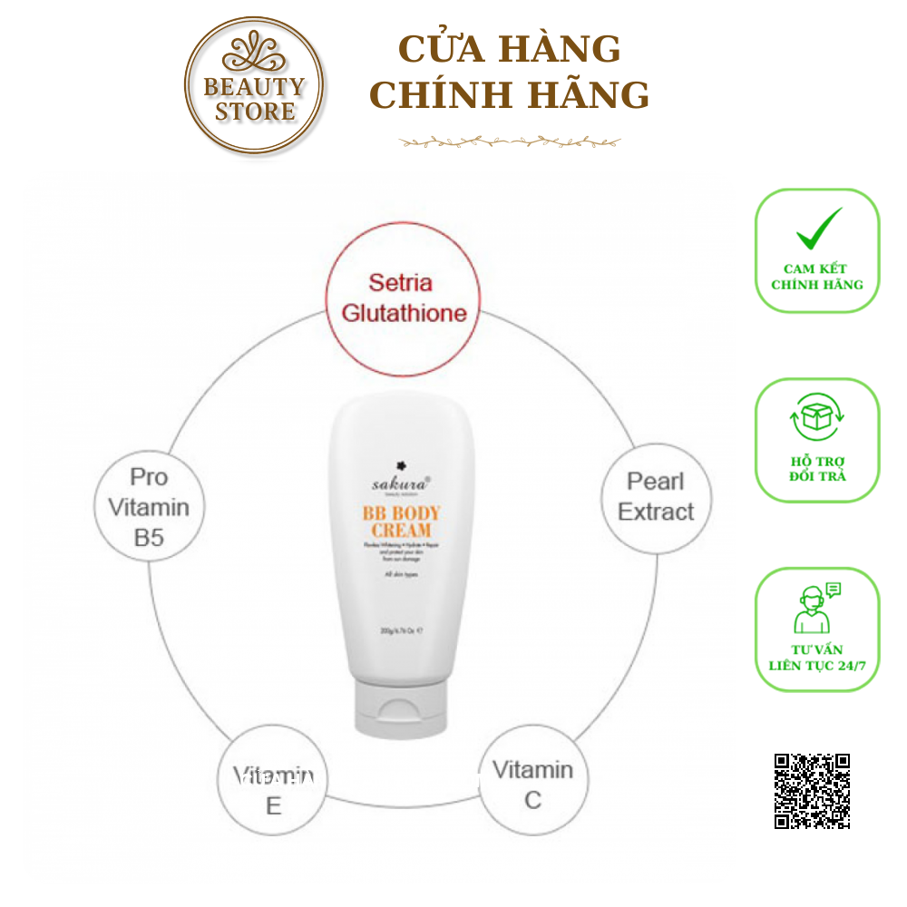 Kem Dưỡng Trắng Da Và Trang Điểm Nhẹ Toàn Thân Sakura BB Body Cream