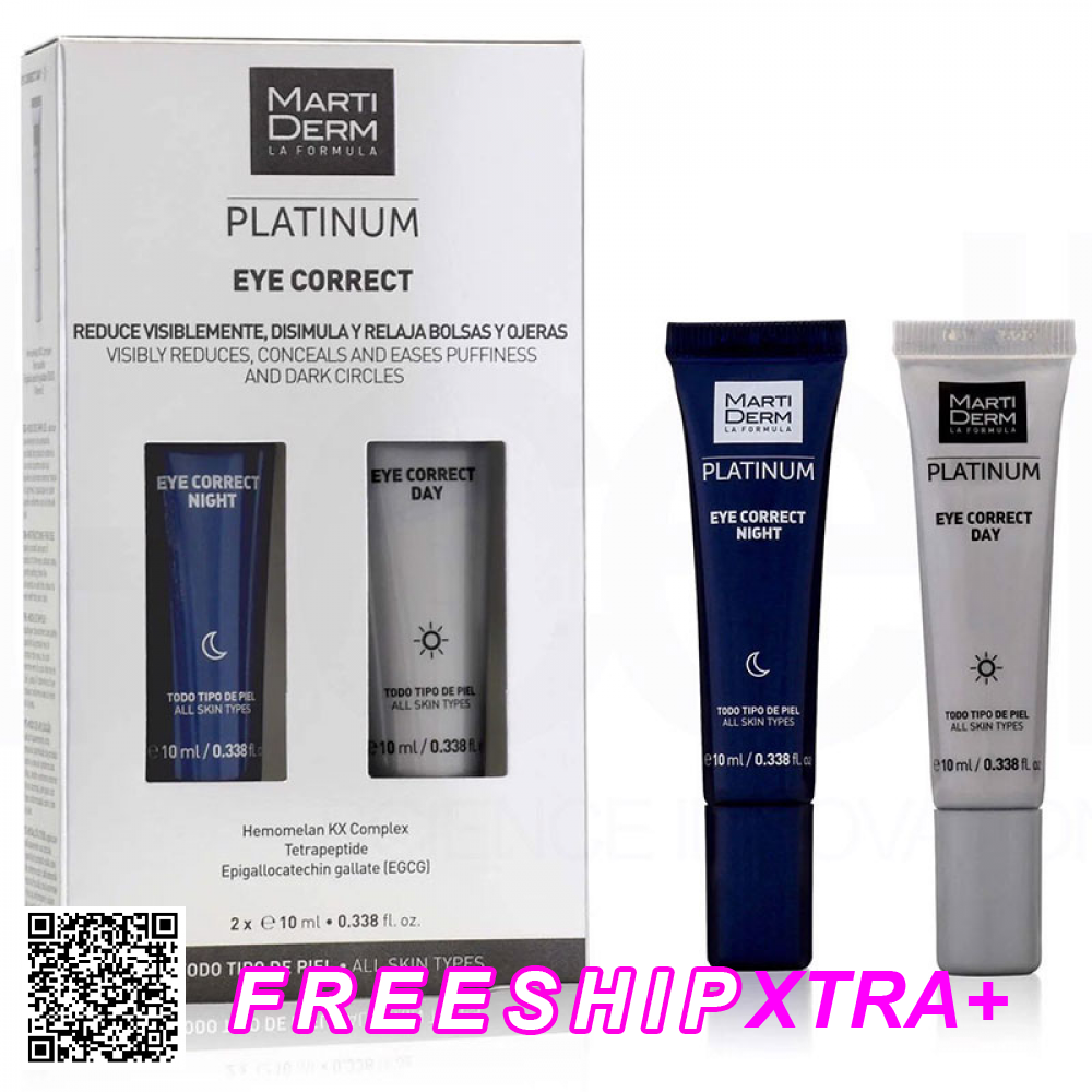 Bộ Kem Dưỡng Mắt Ngày Đêm MartiDerm Platinum Eye Correct Tây Ban Nha (2 x 10ml)