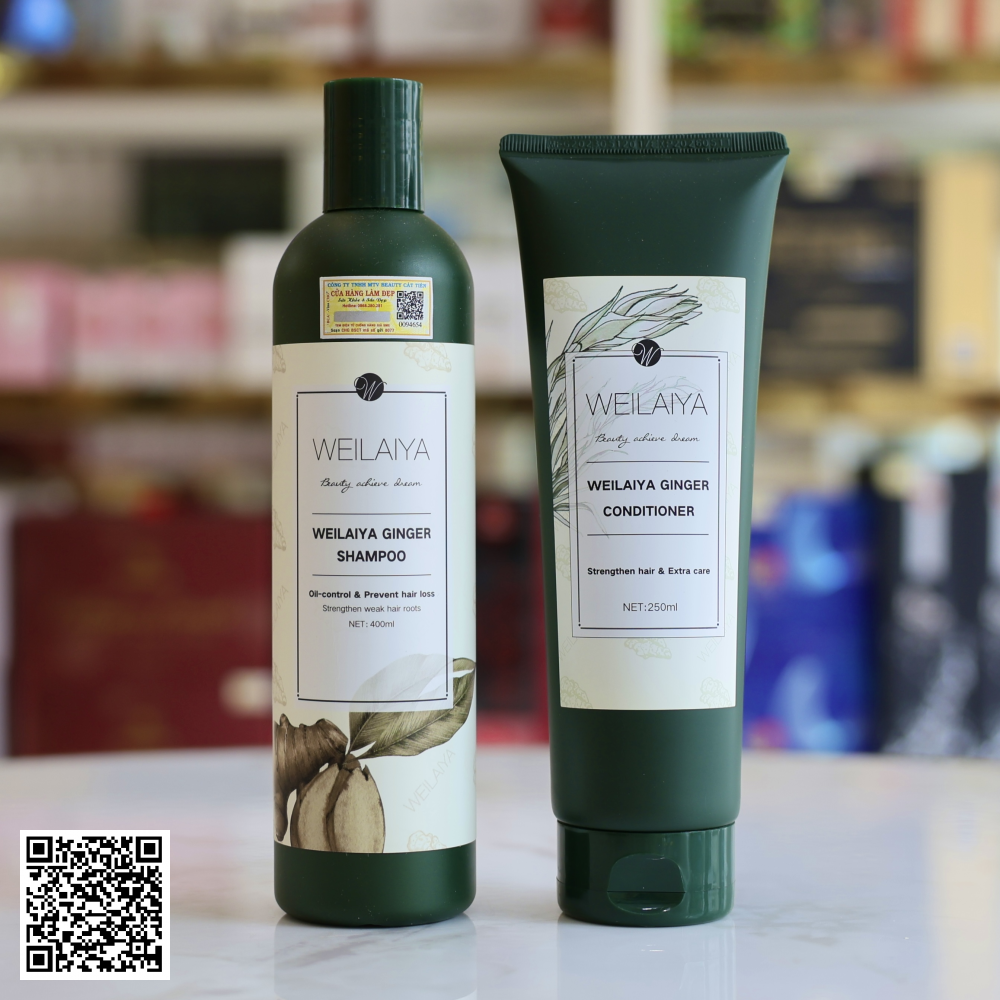 Cặp Dầu Gội Xả Kích Mọc Tóc Gừng Trắng Ginger Weilaiya  