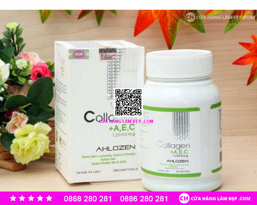 Collagen AEC AHLOZEN - Viên Uống Đẹp Da Của Mỹ (12000mg X 180 Viên)