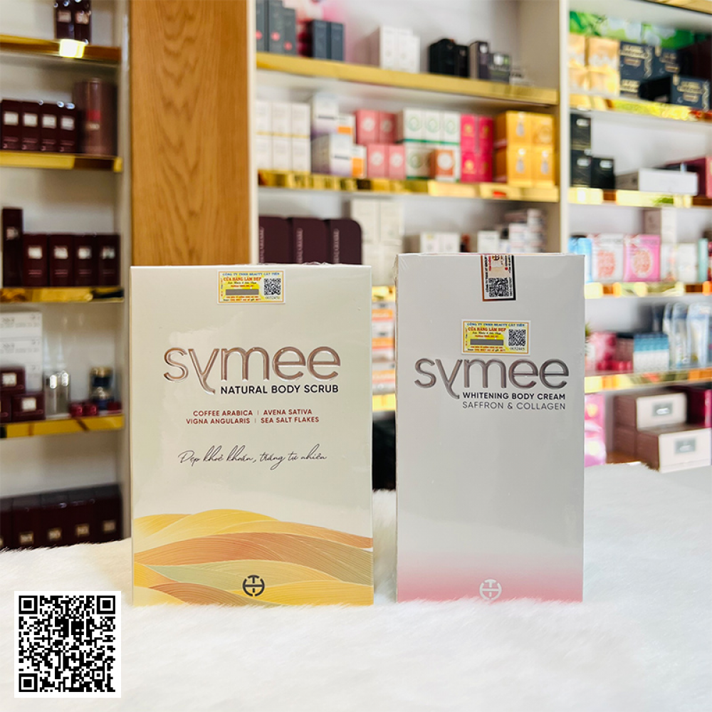 Combo Kem Dưỡng Da Symee Whitening Body Cream Và Symee Natural Body Scrub 