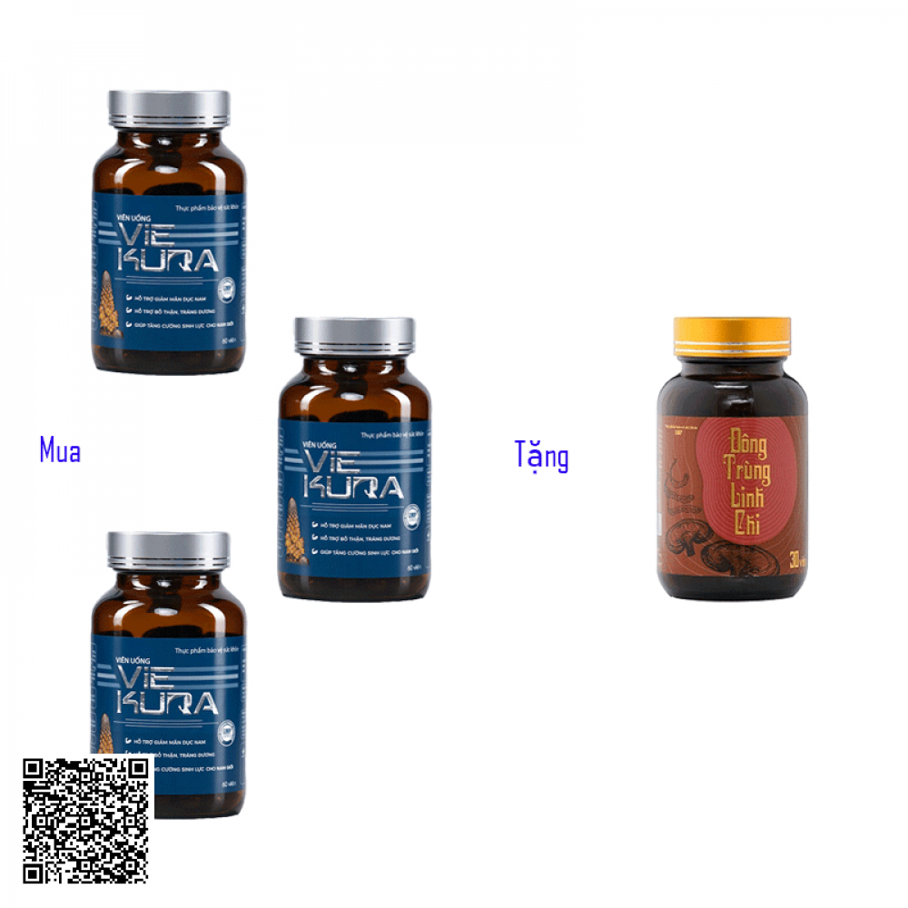[Combo Mua 3 Tặng 1] Combo 3 Viên Uống Cửu Dược Nhục Thung Dung Viekura True Natural Tặng 1 Viên Uống Đông Trùng Linh Chi