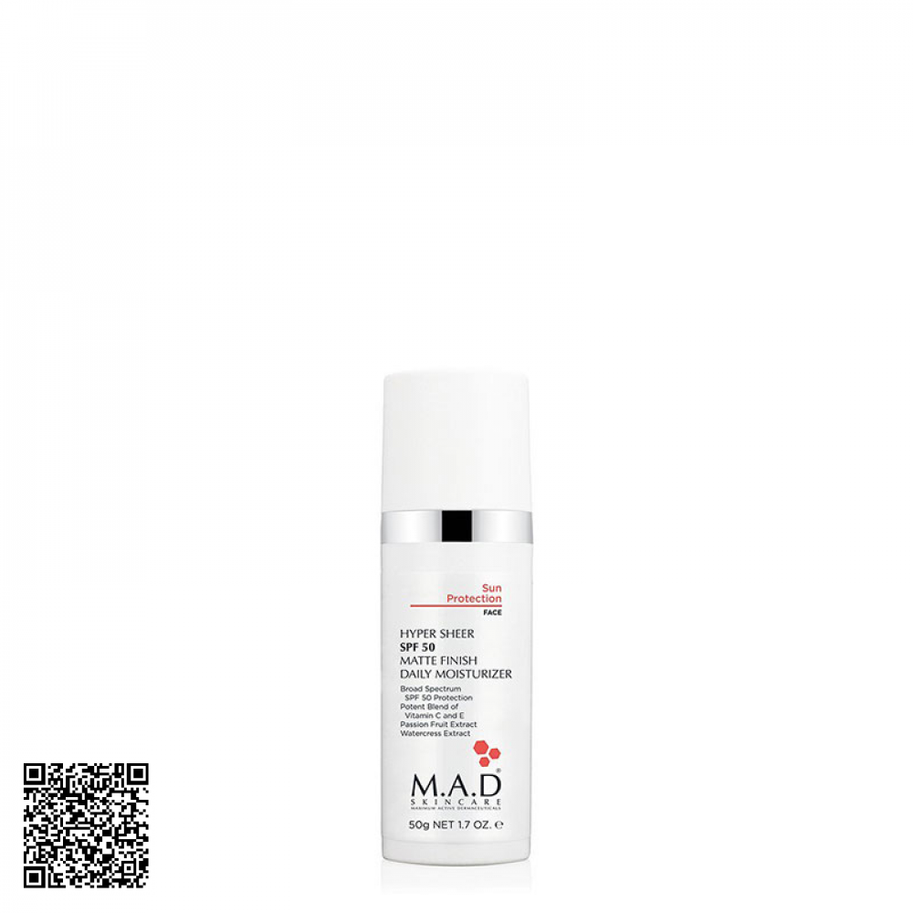 Cream M.A.D Mịn Chống Nắng Vật Lý 3 Siêu 50 SPF (Hyper Sheer Spf 50 Matte Finish Daily Moisturizer)