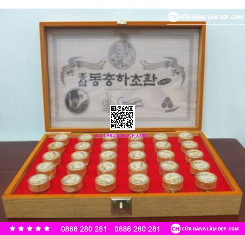 Đông Trùng Hạ Thảo Hộp Gỗ Royal Gold 30 Viên