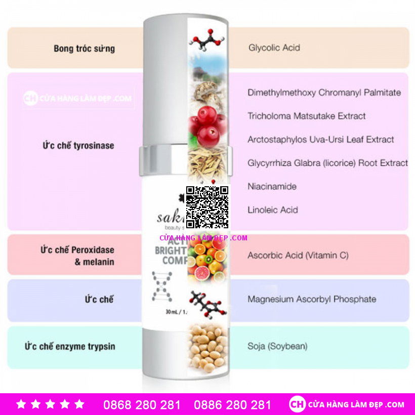 Enzyme Mờ Nám Dưỡng Trắng Da Sakura Active Brightening Complex