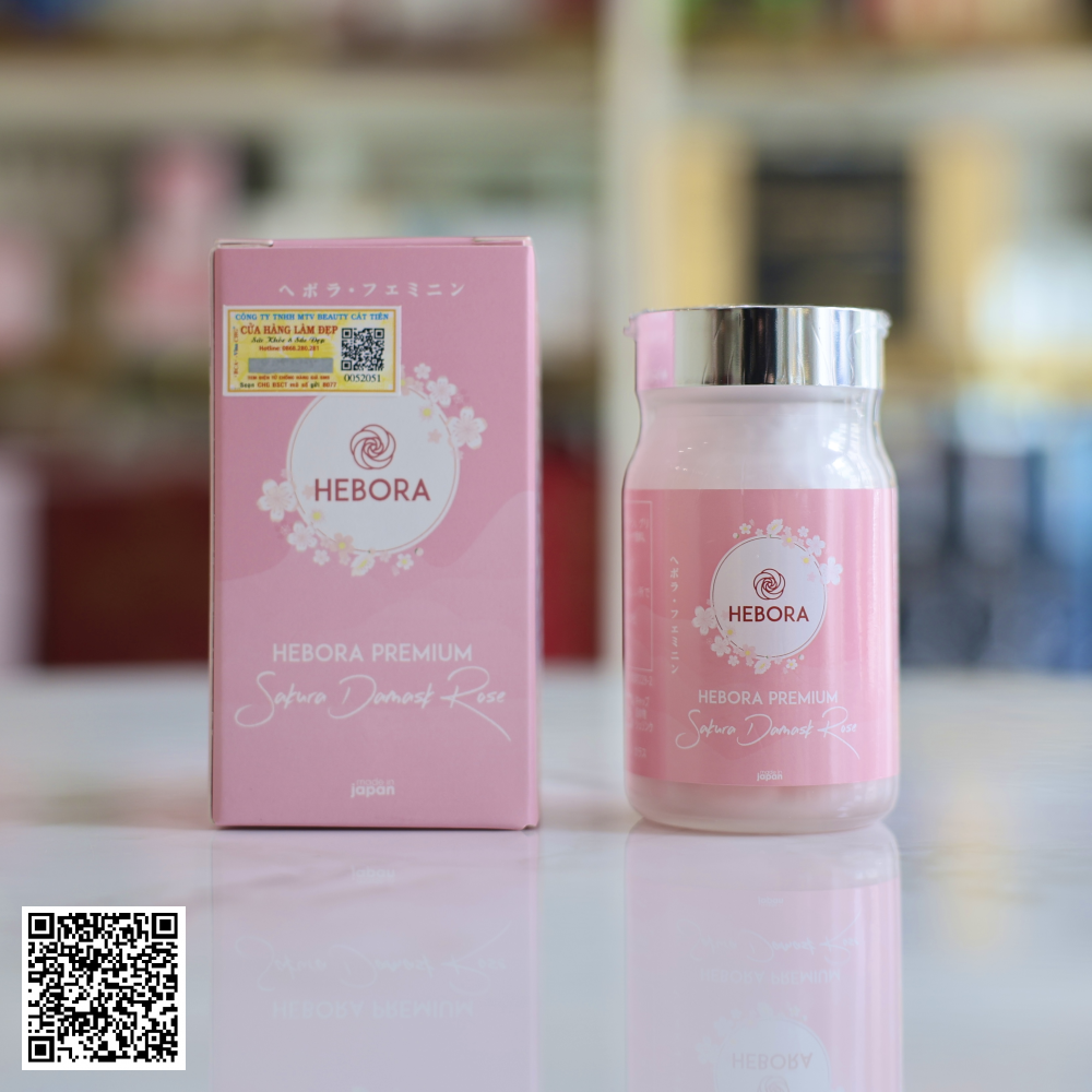 Hebora Premium Sakura Damask Rose Japan Viên Uống Thơm Cơ Thể Nhật Bản Hộp 60 Viên