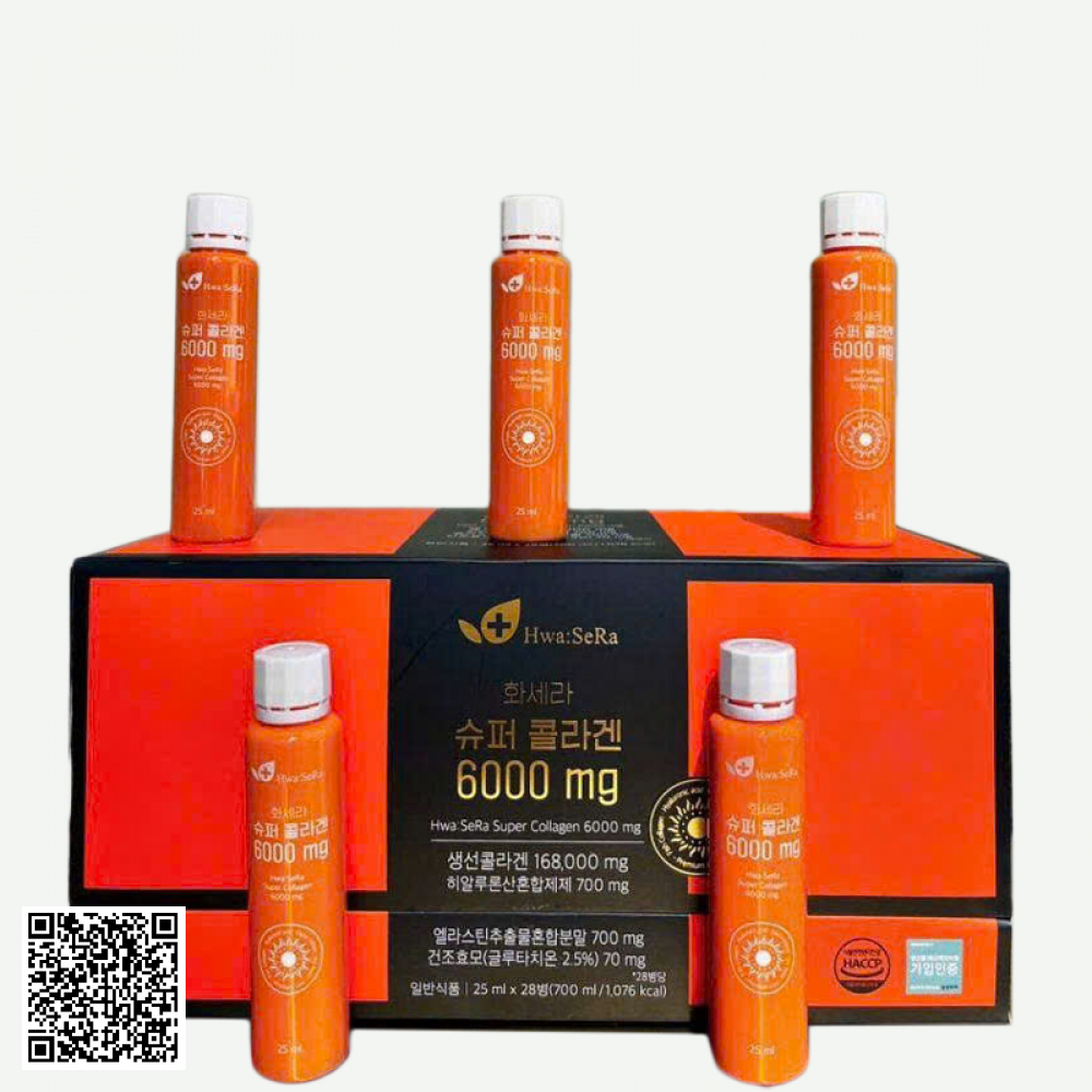 Hwa SeRa Super Collagen 6000mg Nước Uống Collagen Trắng Da Hàn Quốc Hộp 28 Chai * 25 ml 