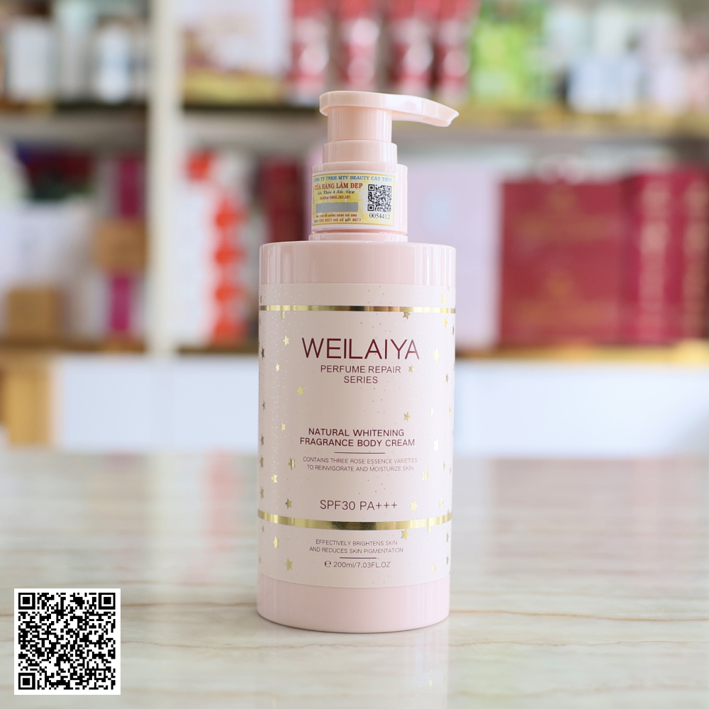 Kem Body Nâng Tone Hoa Hồng Weilaiya Natural Whitening Fragrance Body Cream 200ml