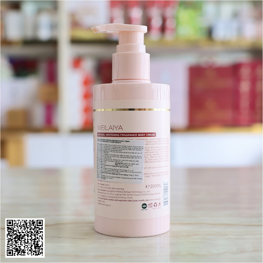 Kem Body Nâng Tone Hoa Hồng Weilaiya Natural Whitening Fragrance Body Cream 200ml