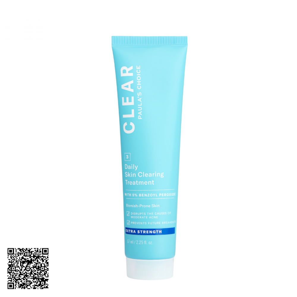 Kem Giảm Mụn Chuyên Sâu Paula’s Choice Clear Extra Strength Daily Skin Clearing Treatment With 5% Benzoyl Peroxide Từ Mỹ 67ml