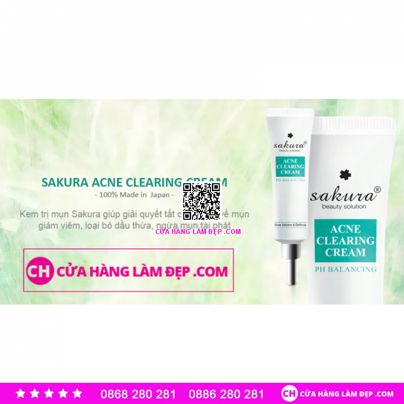 Kem Giảm Mụn Sakura Acne Clearing Cream