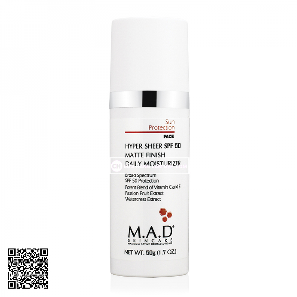 Kem Mịn Chống Nắng Dưỡng Ẩm M.A.D Hyper Sheer SPF 50 Daily Moisturizer
