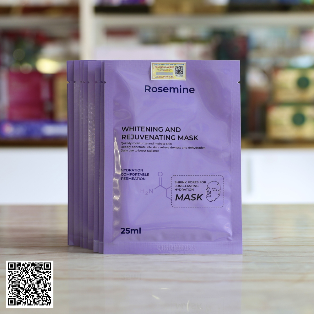 Mặt Nạ Dưỡng Trắng Da Rosemine Whitening and Rejuvenating Mask (10 Miếng x 25ml)