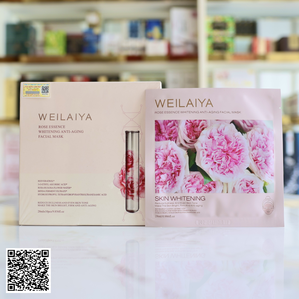 Mặt Nạ Trắng Da Hồng Vạn Cánh Weilaiya Rose Esence Whitening And Anti-aging Facial Mask 10 Miếng/Hộp 