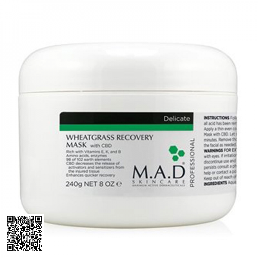 Nạ Thánh Diệp Lục M.A.D Rút Độc Tiêu Độc (Wheatgrass Revovery Mask With Cbd)