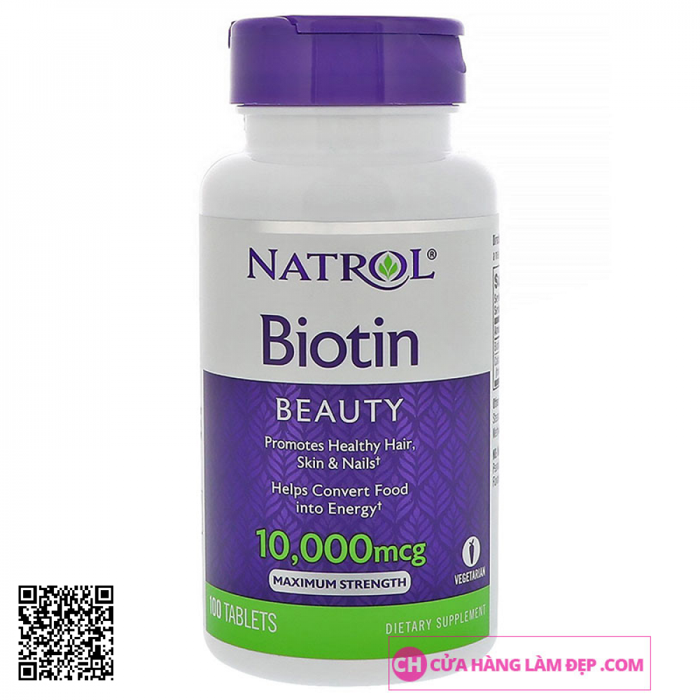 Natrol Biotin 10000 Mcg - Viên Uống Hỗ Trợ Mọc Tóc, Giúp Móng Chắc Khỏe