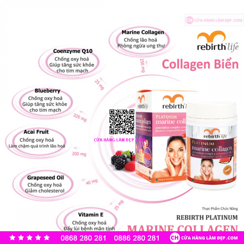 Platinum Marine Collagen Rebirth Life - Viên Uống Collagen Cao Cấp Của Úc