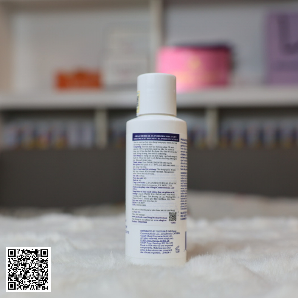 Sữa rửa mặt Tẩy tế bào chết Obagi Clenziderm M.D. Foaming Blemish Từ Mỹ 118ml