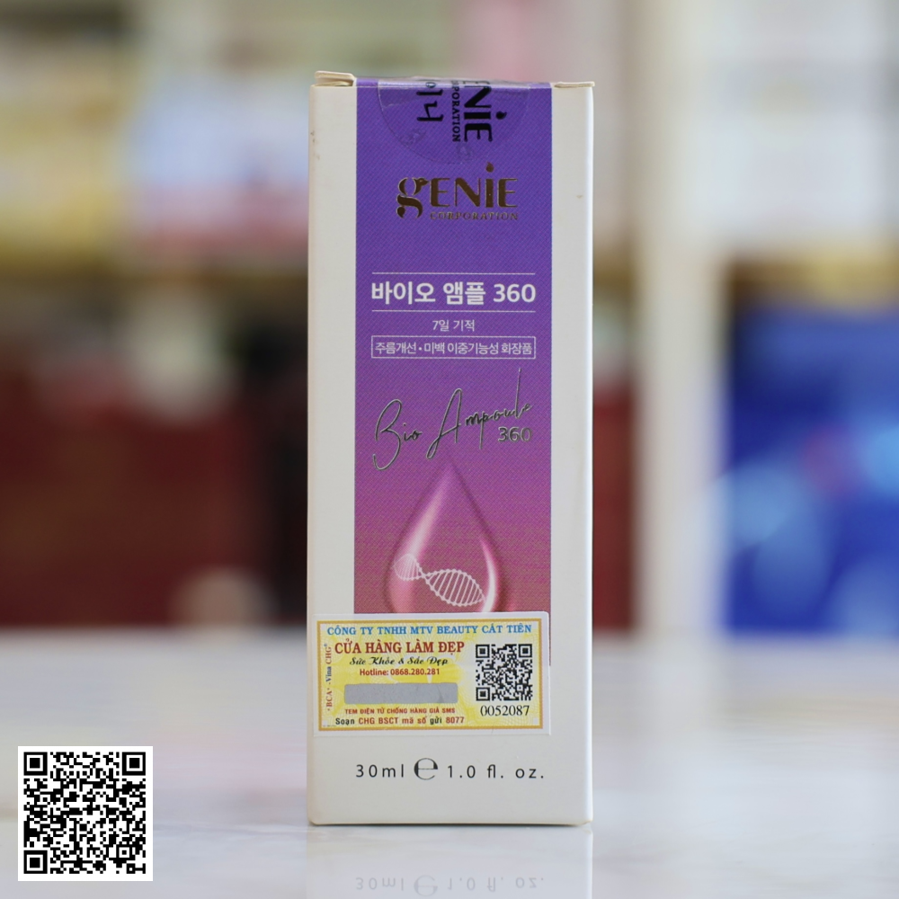 Tế Bào Truyền Trắng Mờ Thâm Nám Da Genie Bio Ampoule 360 Từ Hàn Quốc 30ml