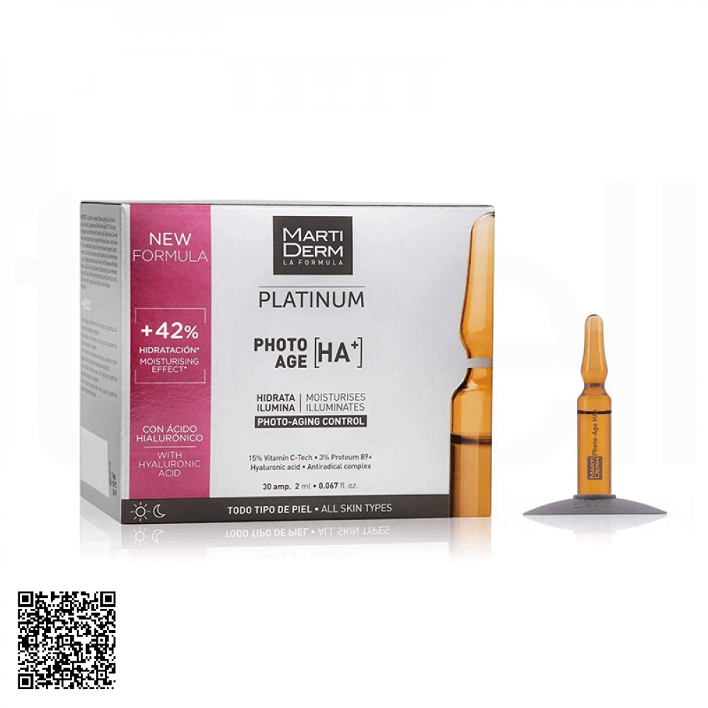 Tinh Chất Ampoules Platinum Photo Age HA+ MartiDerm 15% Vitamin C Nguyên Chất Hỗ Trợ Ngừa Lão Hóa Của Tây Ban Nha 30 Ống