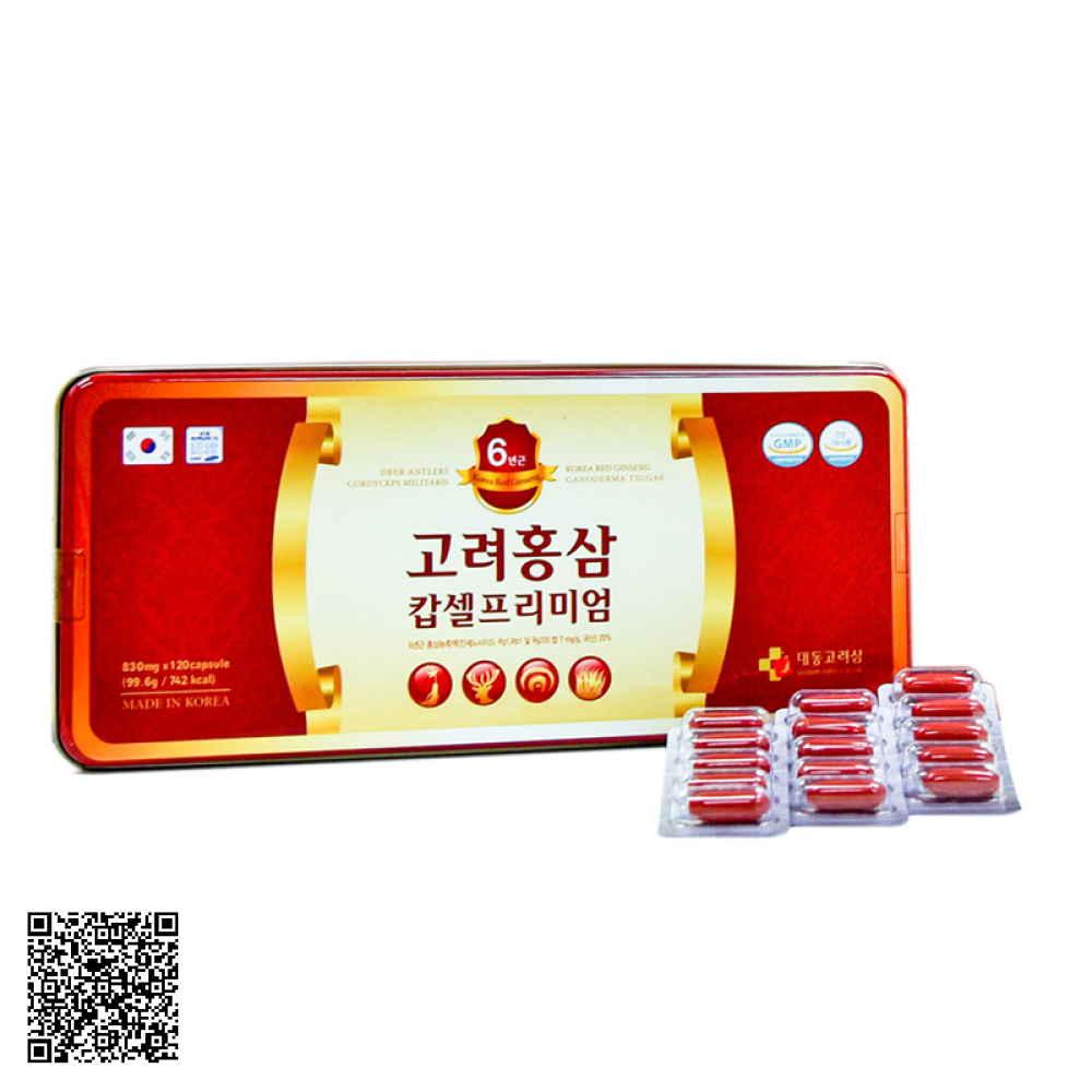 Viên Hồng Sâm Nhung Hươu Linh Chi Đông Trùng Hạ Thảo Daedong Korea Red Ginseng Ganoderma Tsugae 120 Viên
