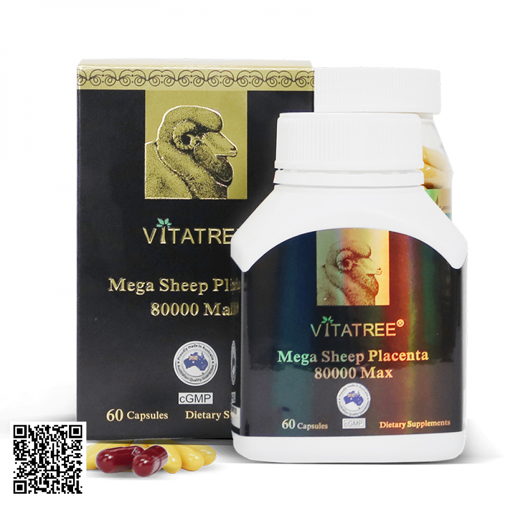 Viên Nhau Thai Cừu Vitatree Mega Sheep Placenta 80000 Max Từ Úc 60 Viên