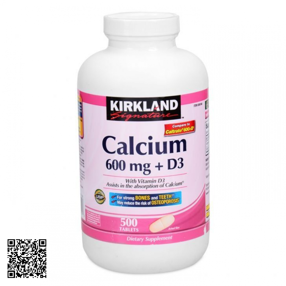 Viên Uống Bổ Sung Canxi Kirkland Signature Calcium 600mg + D3 (500 Viên)