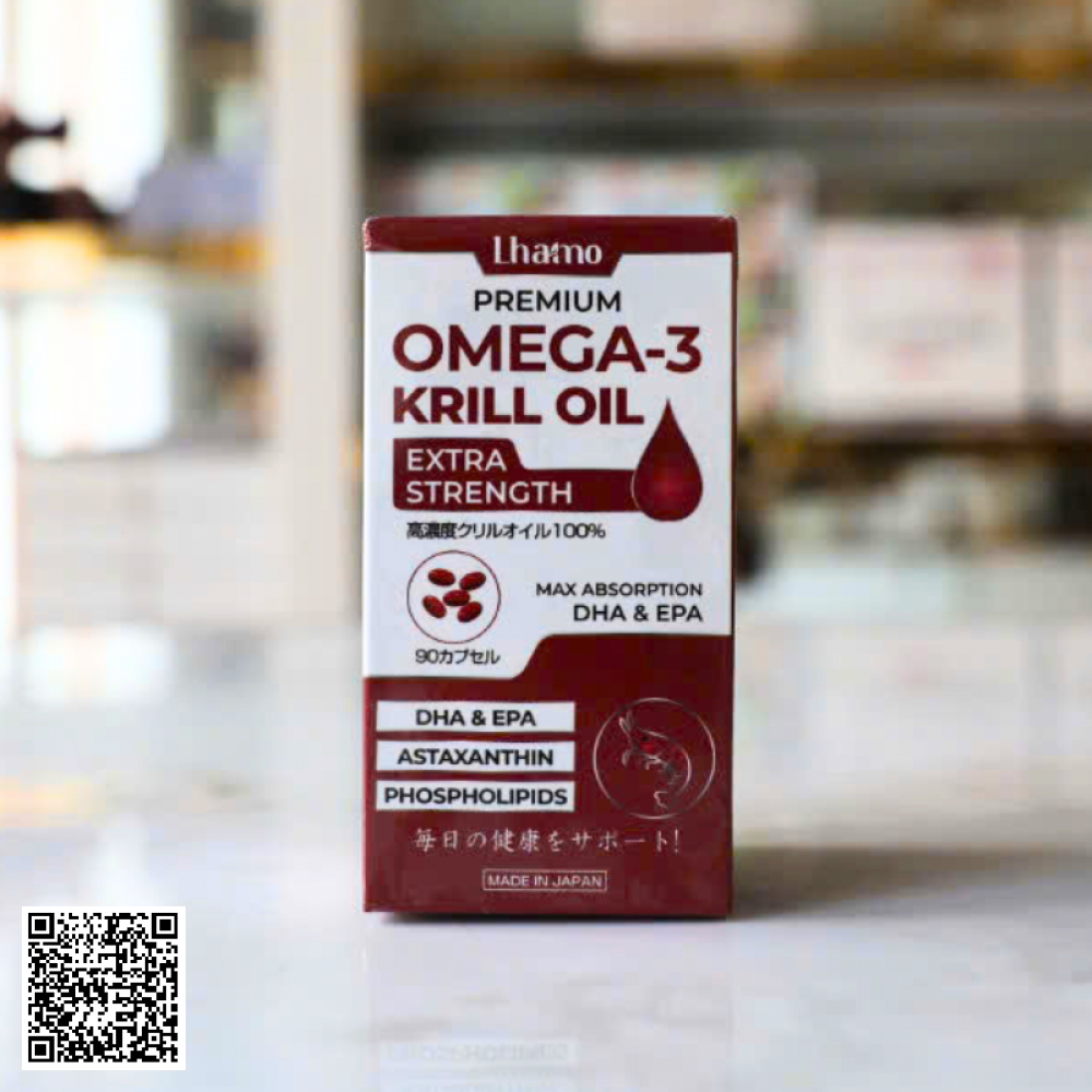 Viên Uống Dầu Nhuyễn Thể Lhamo Premium Omega-3 Krill Oil Nhật Bản Hộp 90 Viên