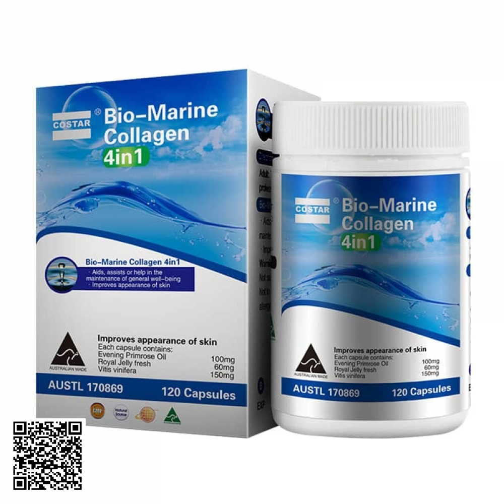 Viên Uống Đẹp Da Costar Bio - Marine Collagen 4 in 1 Từ Úc 120 Viên