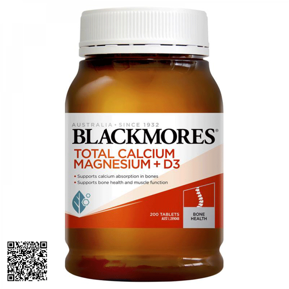 Viên Uống Hỗ Trợ Xương Khớp Blackmores Total Calcium & Magnesium + D3 Úc 200 Viên